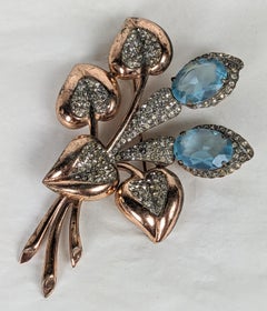 Retro Sterling Vermeil Aquamarine Spray