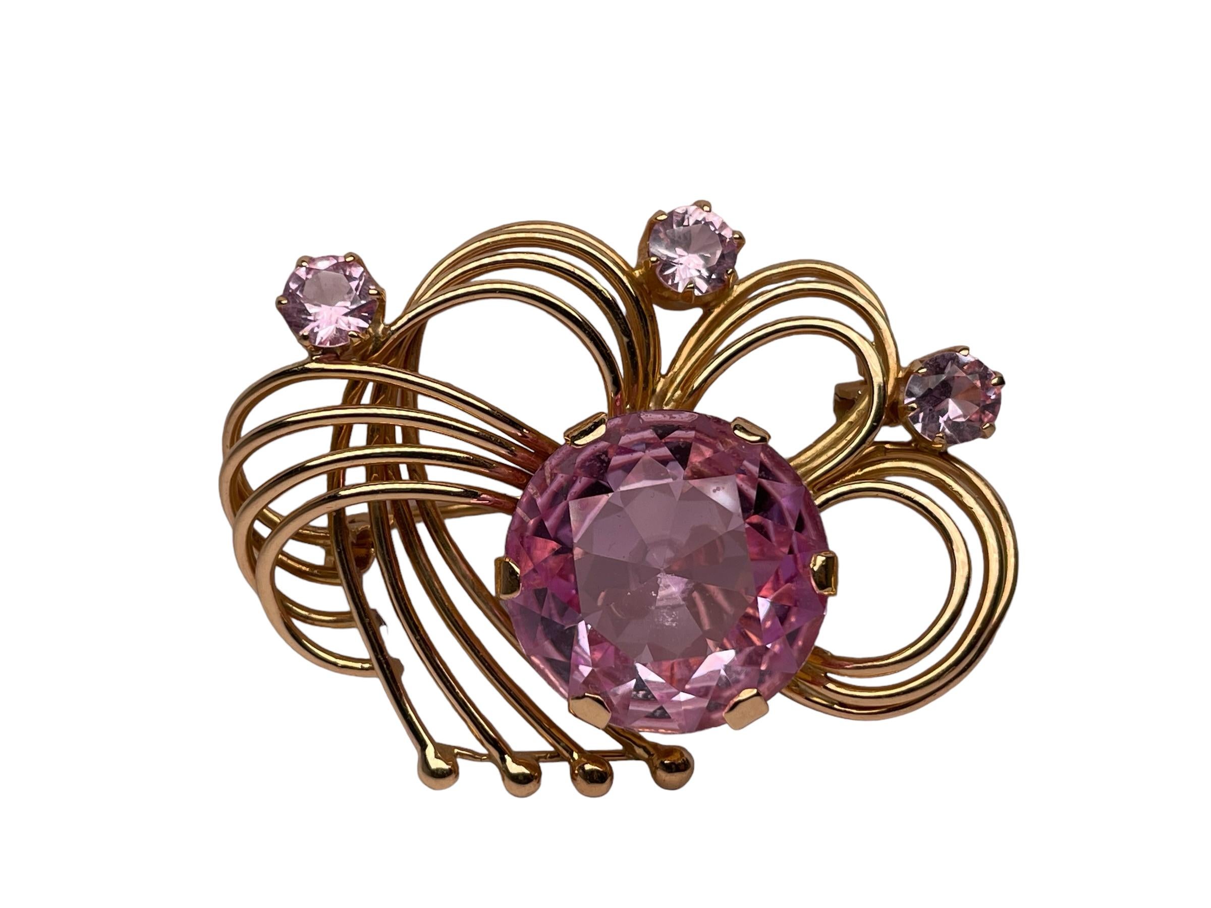 Parure style rétro en or 14 carats avec saphirs roses en vente 5