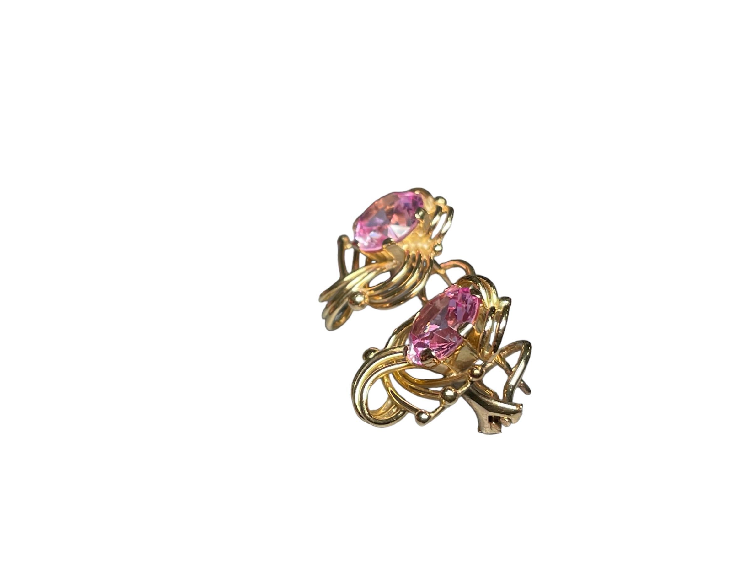 Parure style rétro en or 14 carats avec saphirs roses en vente 6