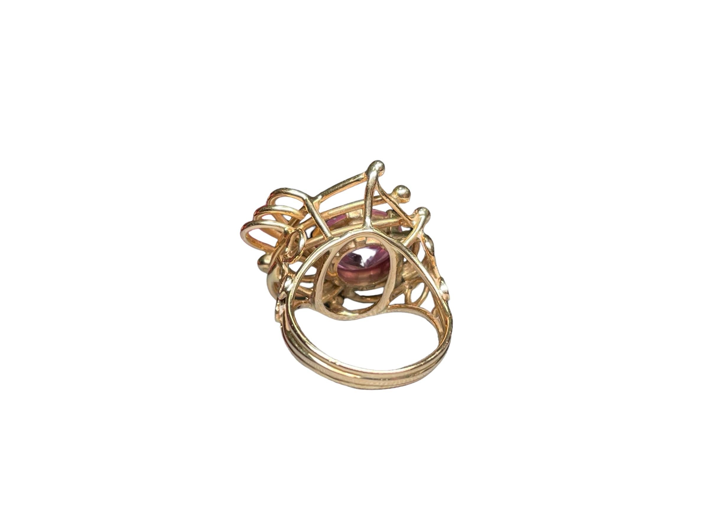 Parure style rétro en or 14 carats avec saphirs roses en vente 11
