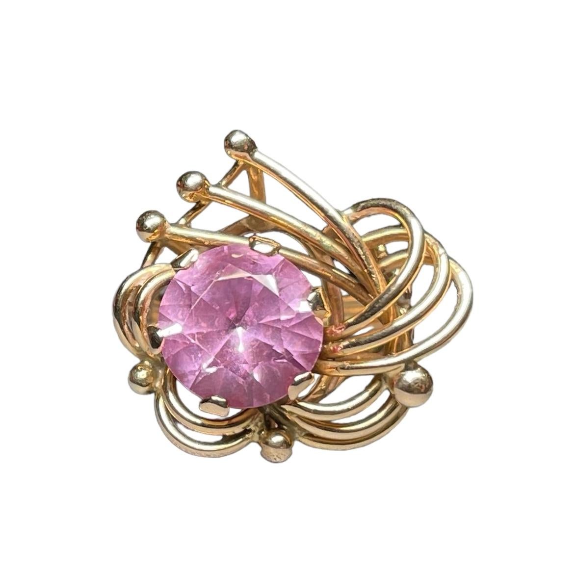 Parure style rétro en or 14 carats avec saphirs roses en vente 12