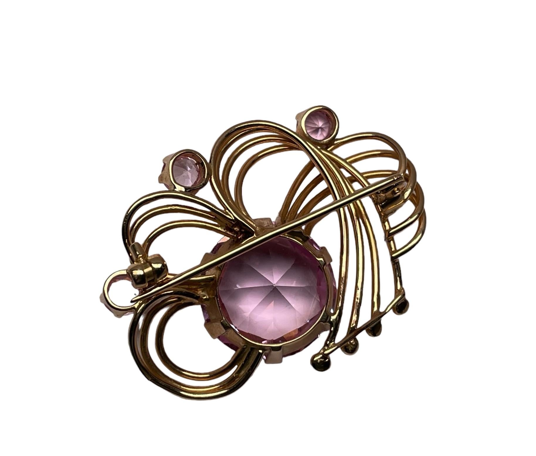 Parure style rétro en or 14 carats avec saphirs roses en vente 2