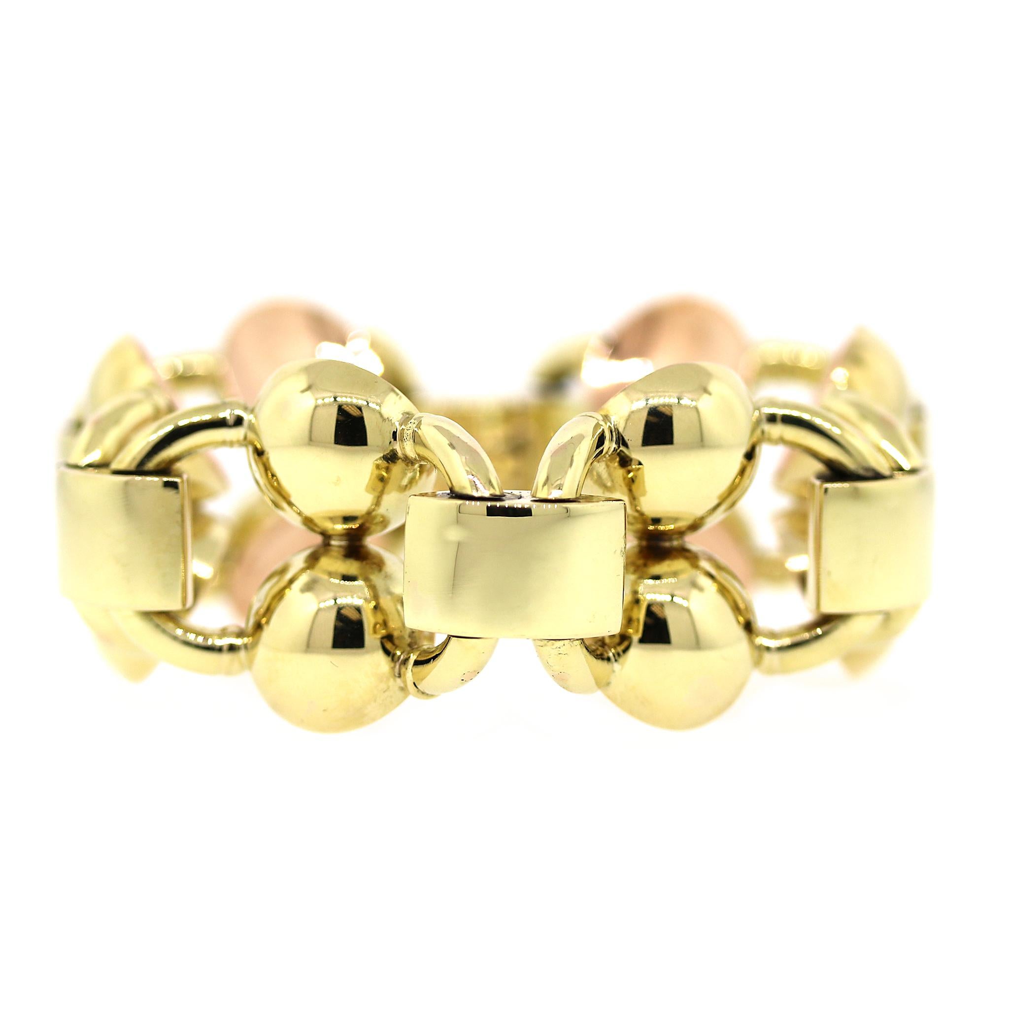 Retro Style 14kt Two-tone Gold Bracelet For Sale 2