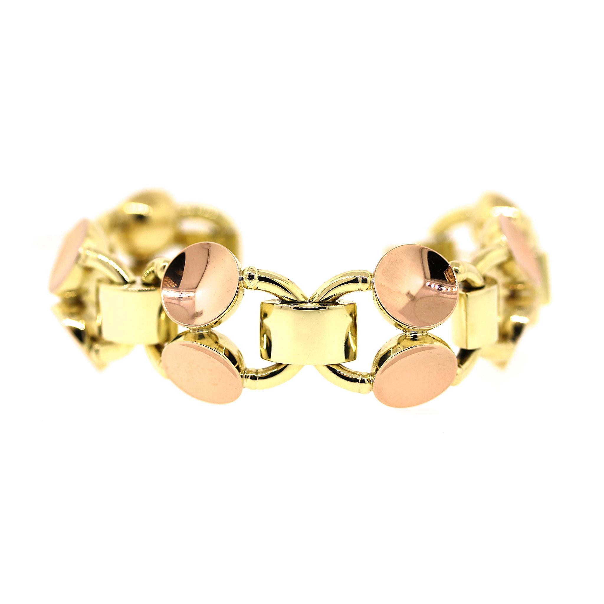 Retro Style 14kt Two-tone Gold Bracelet For Sale 3