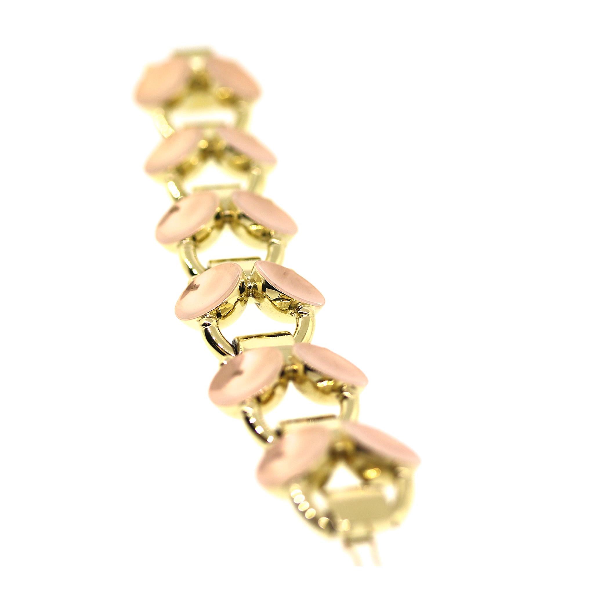 Retro Style 14kt Two-tone Gold Bracelet For Sale 4