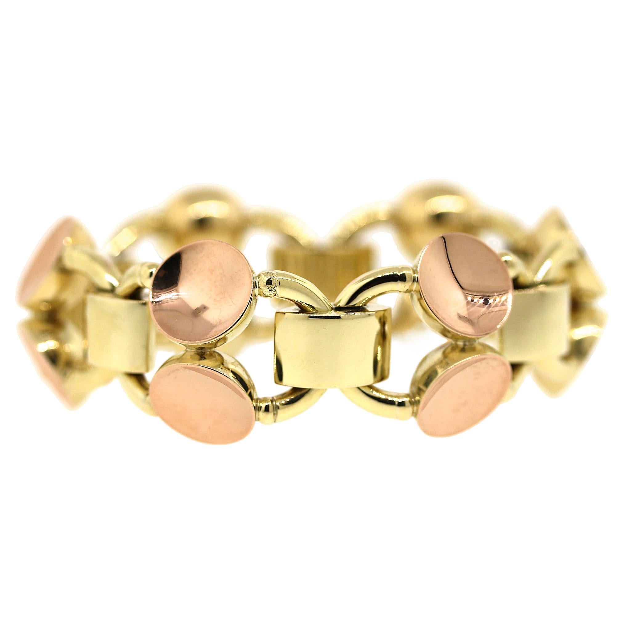 Retro Style 14kt Two-tone Gold Bracelet For Sale