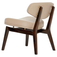 Retro Style Armchair In Solid Wood Frame paired with premium Leather
