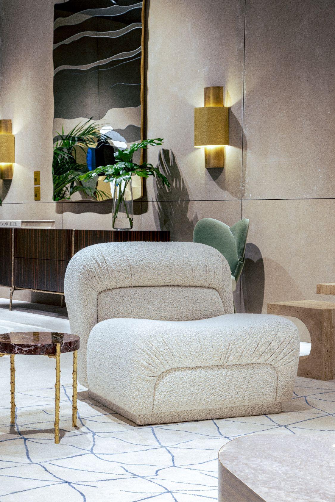 Sillón De Estilo Retro Con Forma Curvada Y Detalles Plisados Moderno en venta