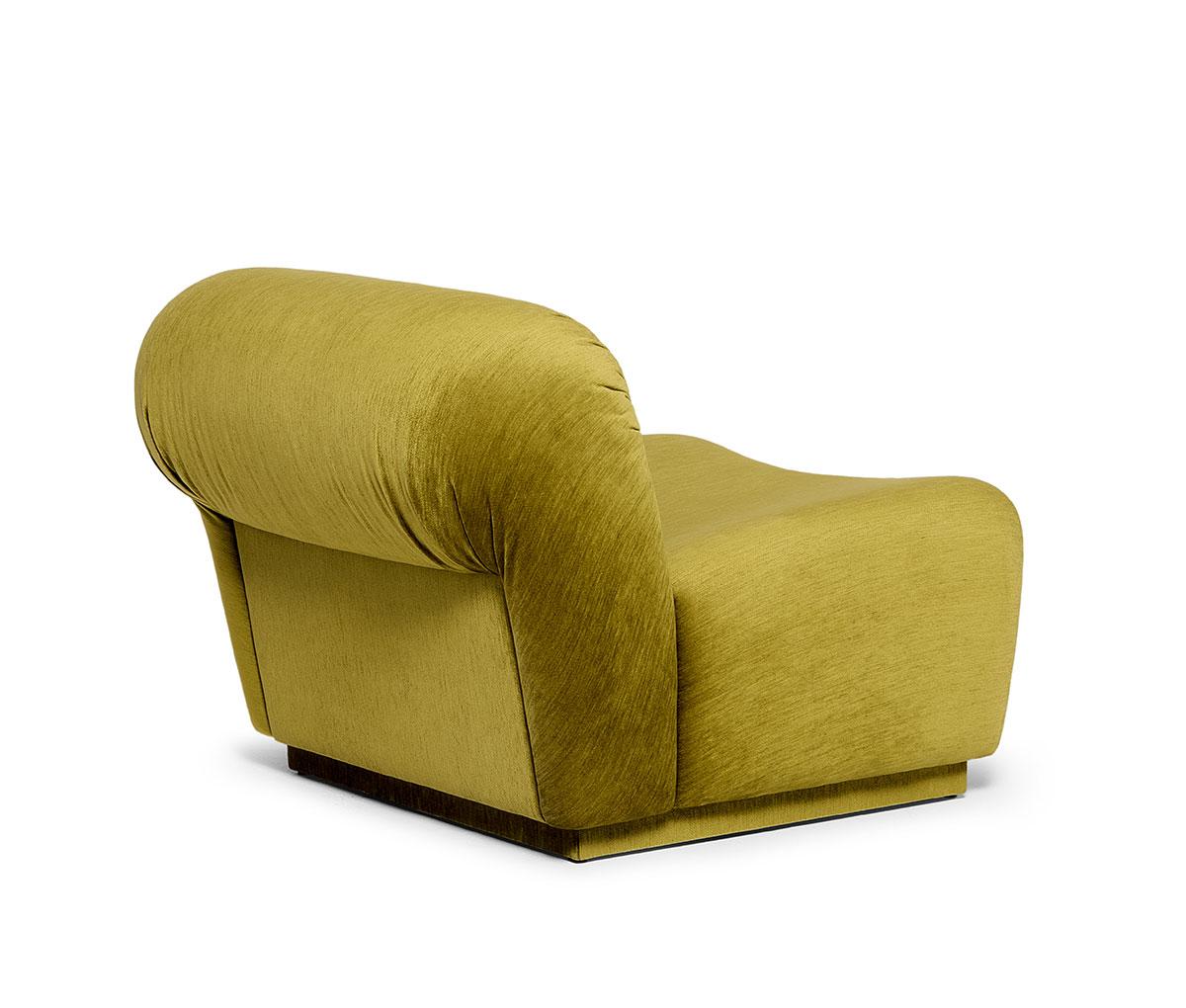 Retro Style Armchair With Curved Form and Pleated Details In New Condition For Sale In New York, NY