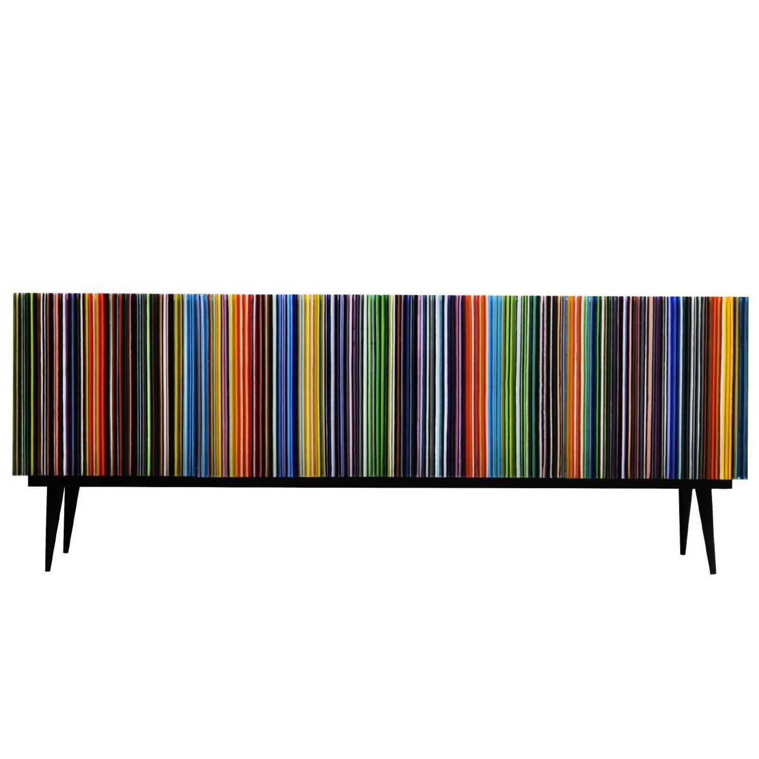 Retro Style Buffet Credenza, Barcode Design in Colored Glass, Black in  Turquoise For Sale at 1stDibs | colorful credenza, retro credenza,  turquoise credenza