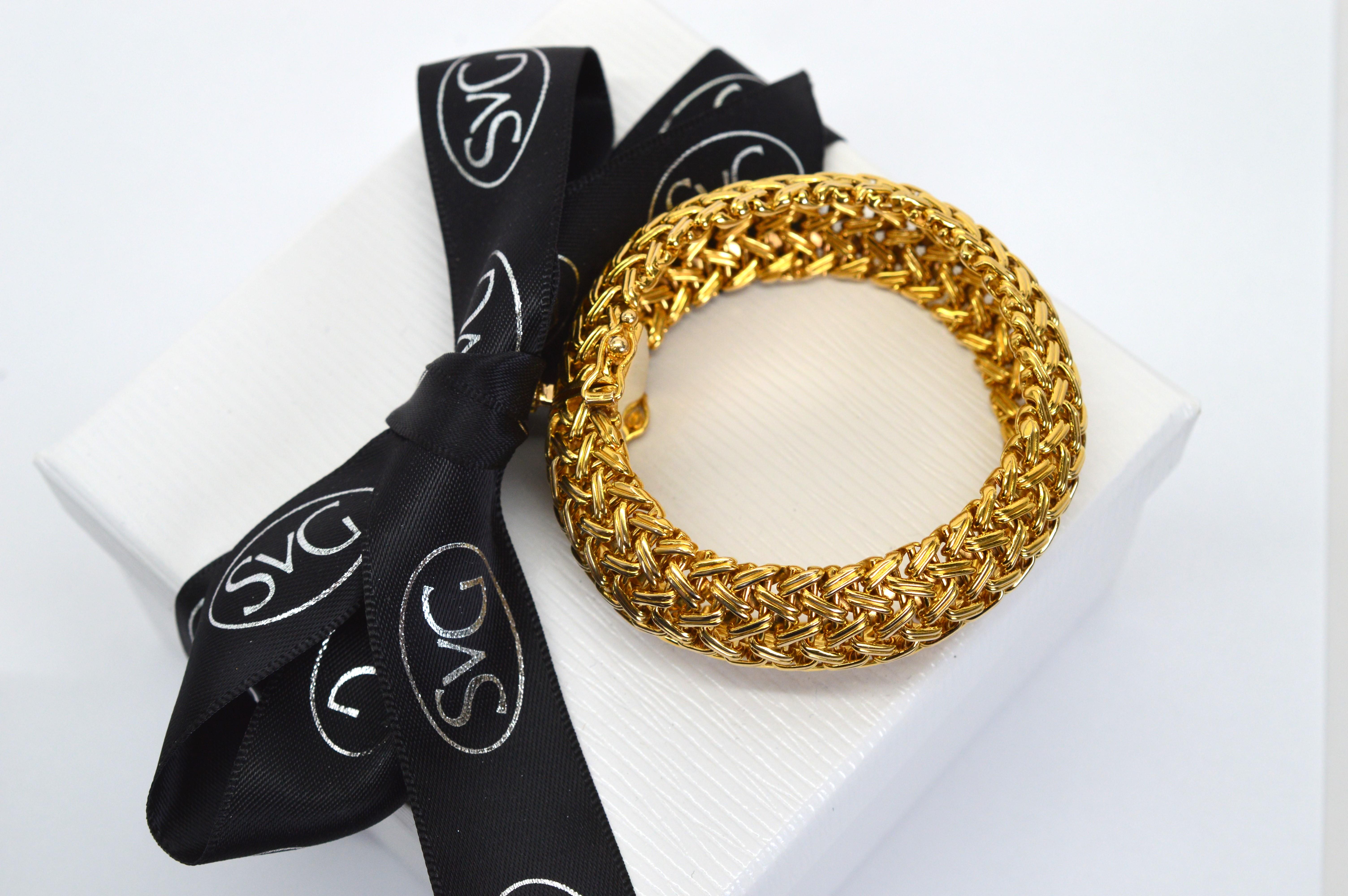 Bracelet d'affirmation en or jaune 14 carats tissé en vente 8