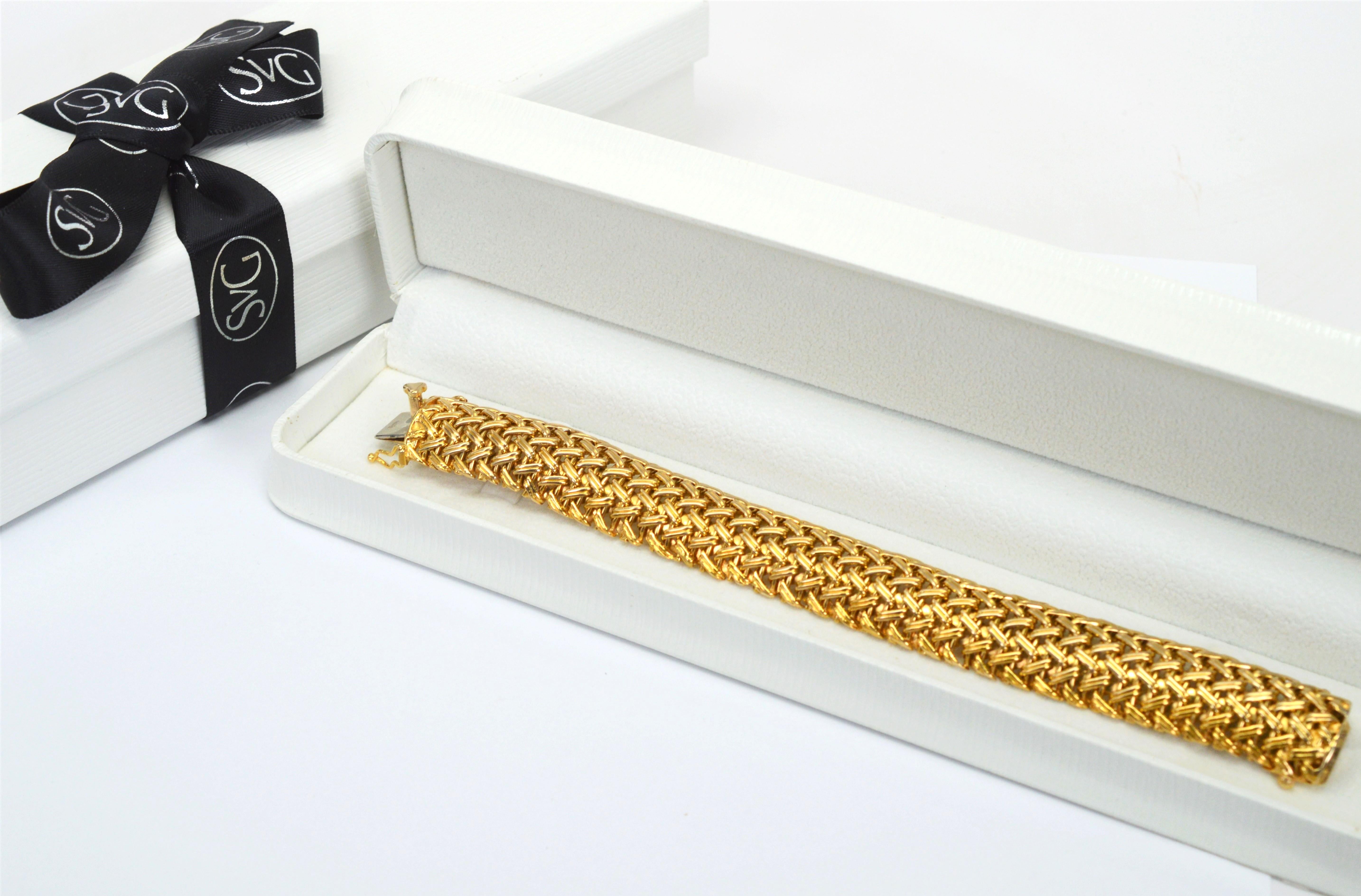 Bracelet d'affirmation en or jaune 14 carats tissé en vente 9