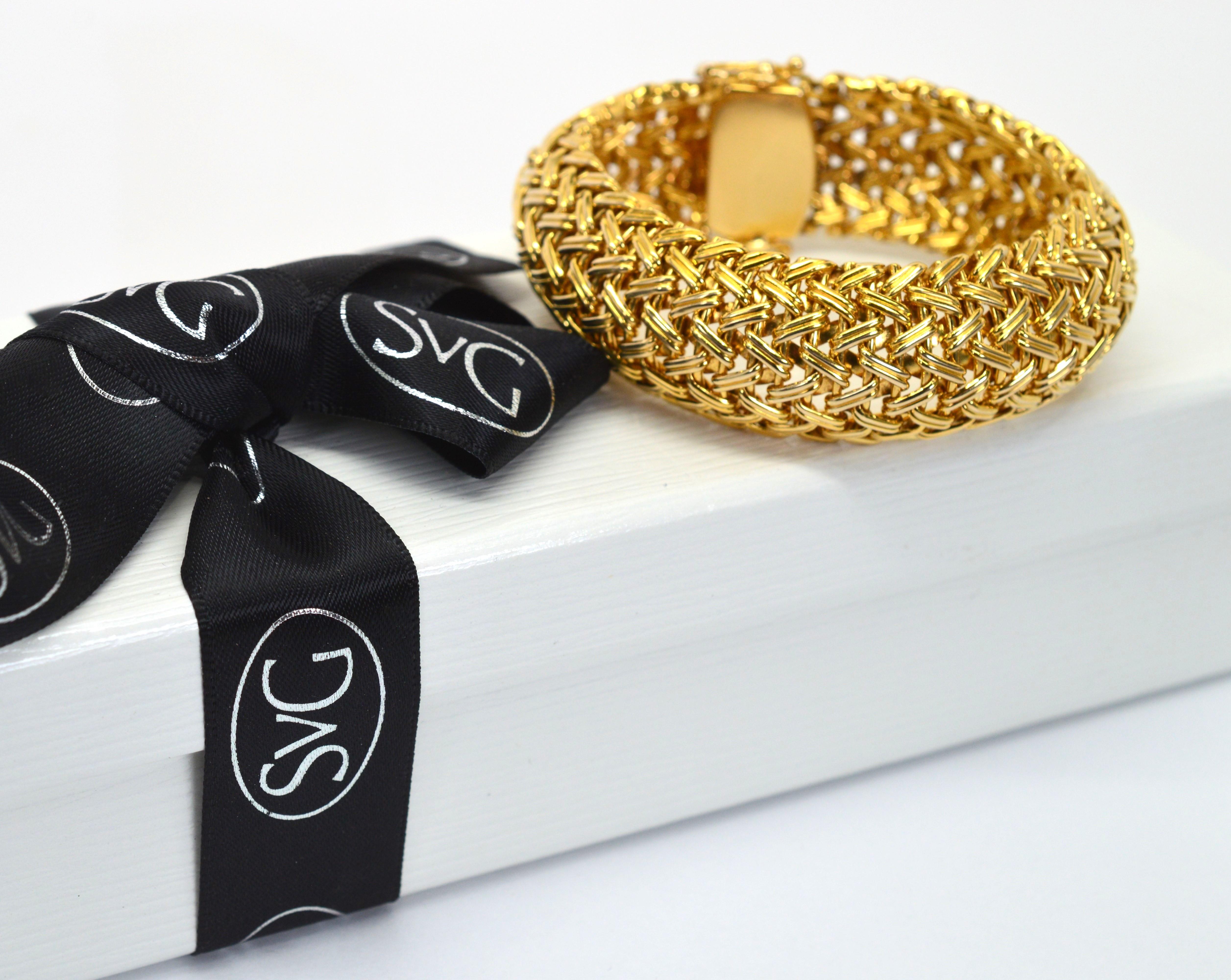 Bracelet d'affirmation en or jaune 14 carats tissé en vente 10