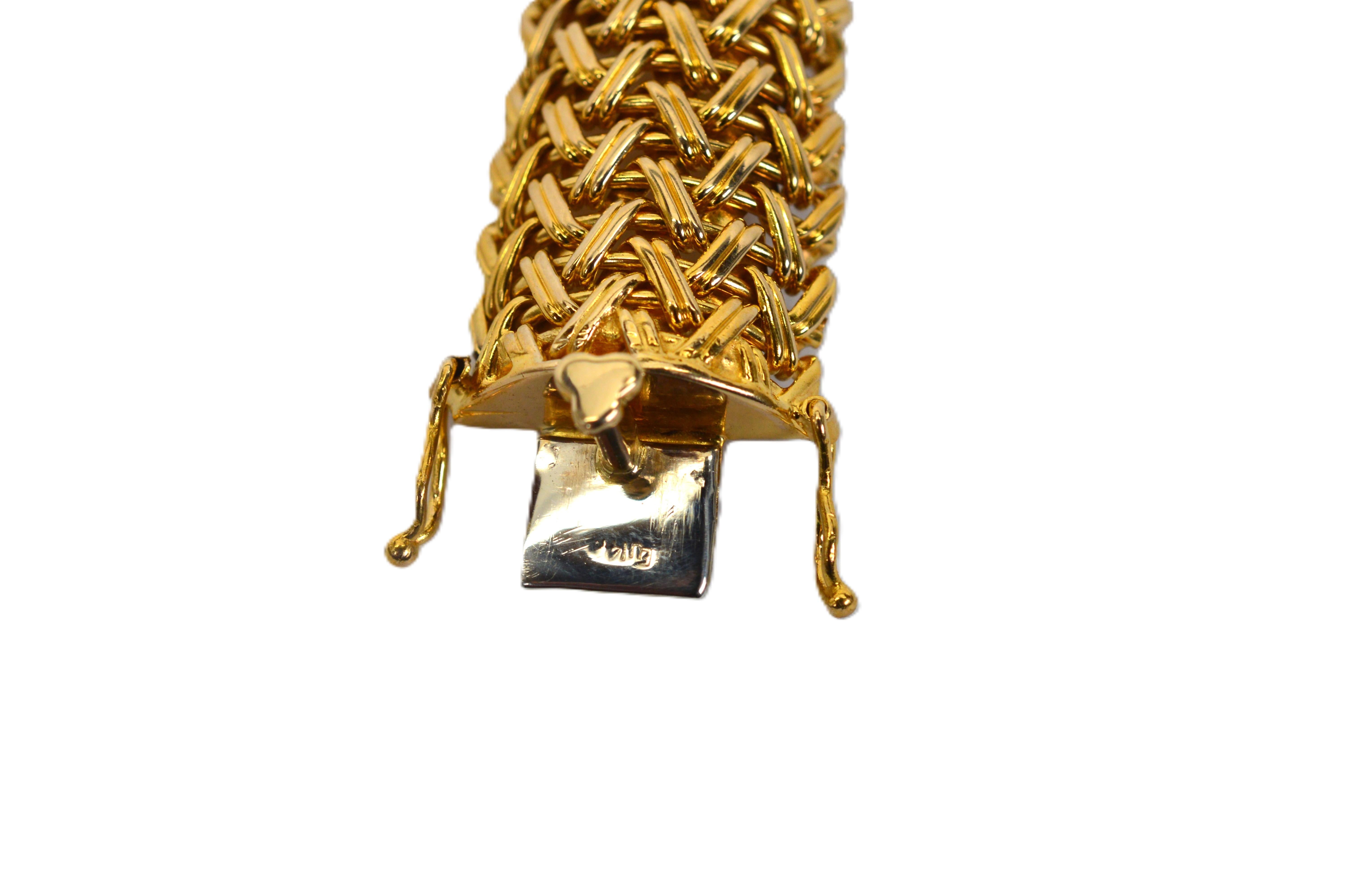 Bracelet d'affirmation en or jaune 14 carats tissé en vente 4