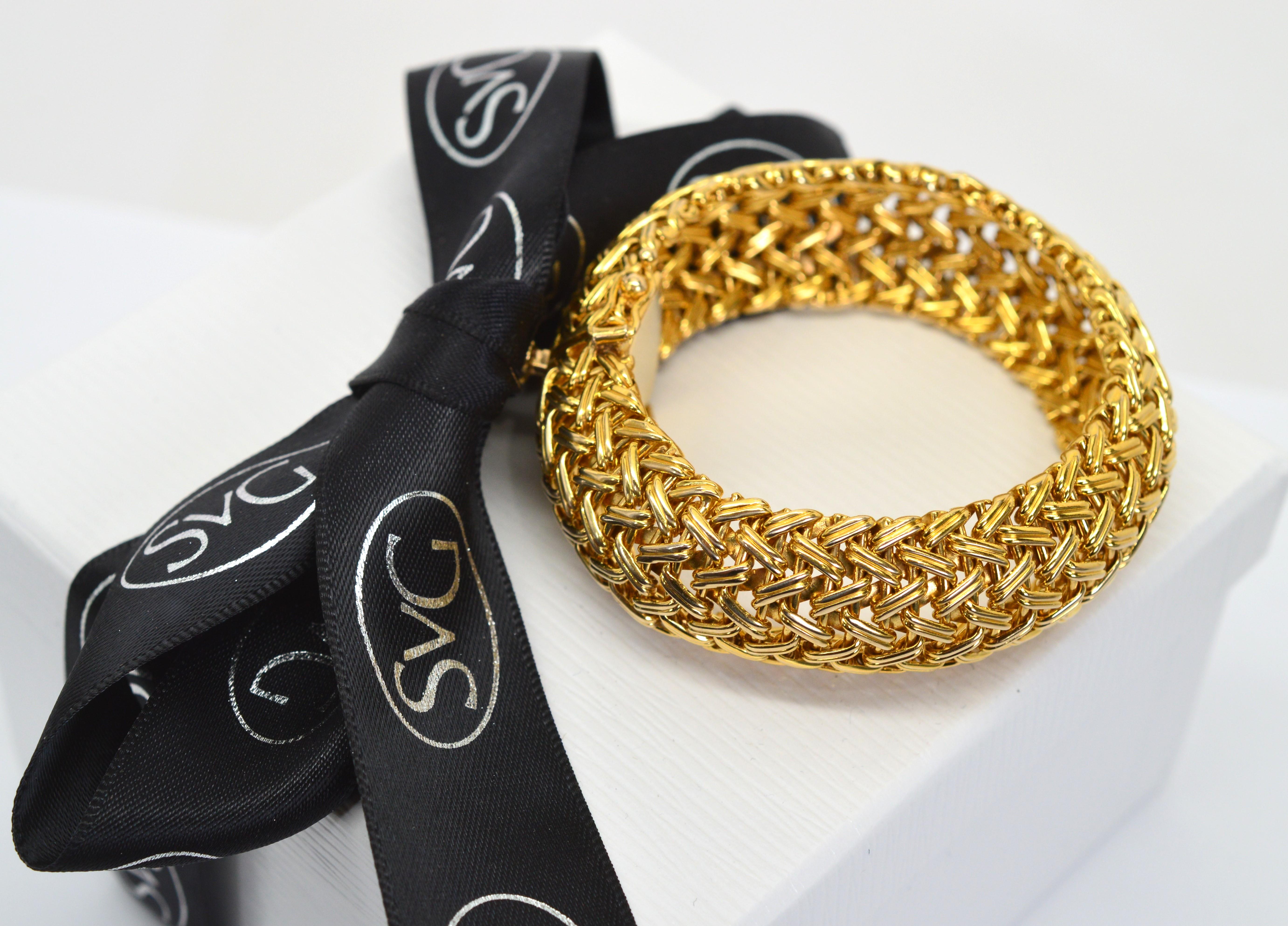 Bracelet d'affirmation en or jaune 14 carats tissé en vente 3