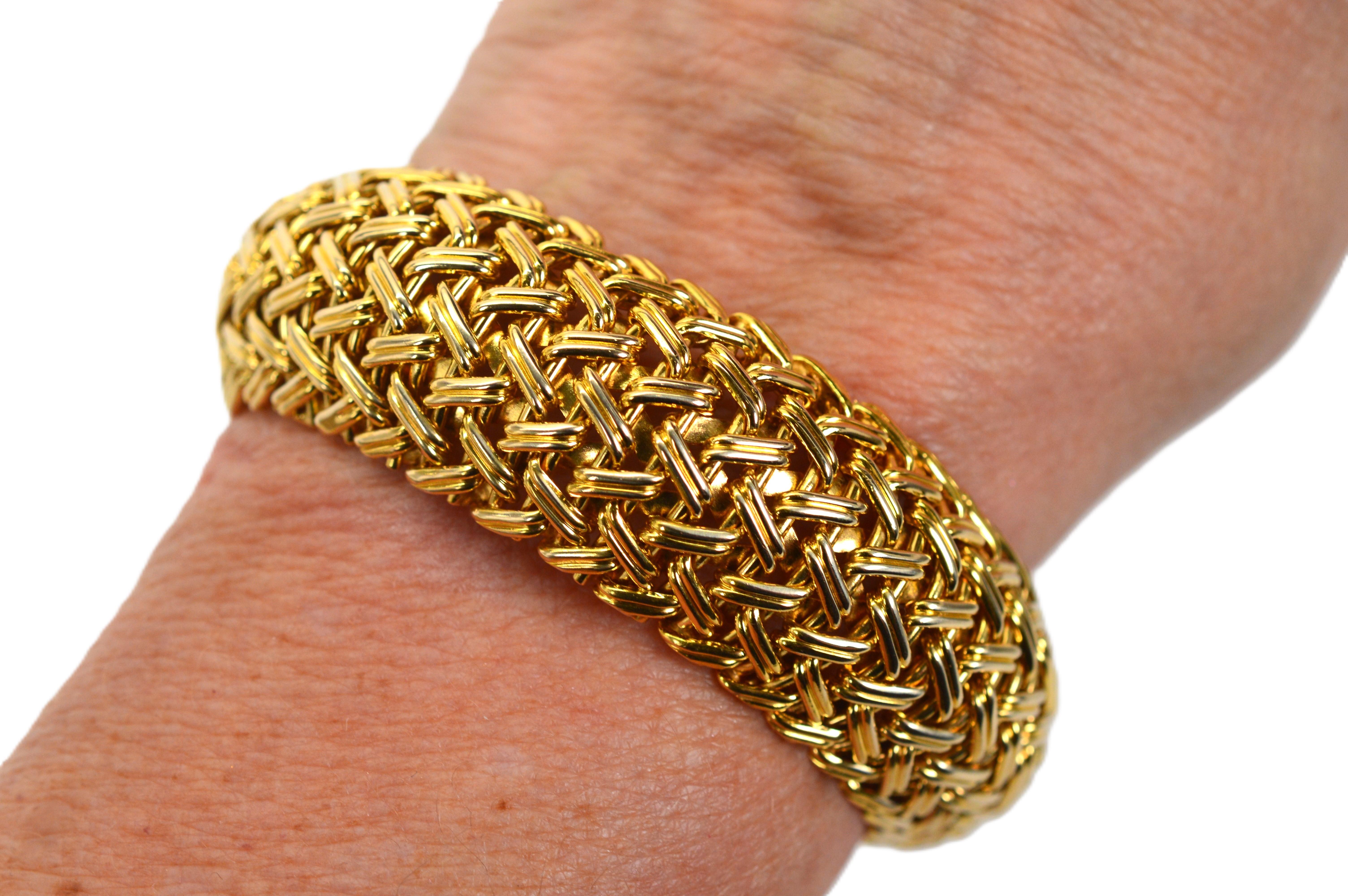 Bracelet d'affirmation en or jaune 14 carats tissé en vente 6