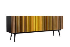 Retro Style Credenza "Buff-Heyyy", Barcode Warm Autumn Fall Colored Glass