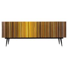 Retro Style Credenza "Buff-Heyyy", Barcode Warm Autumn Fall Colored Glass