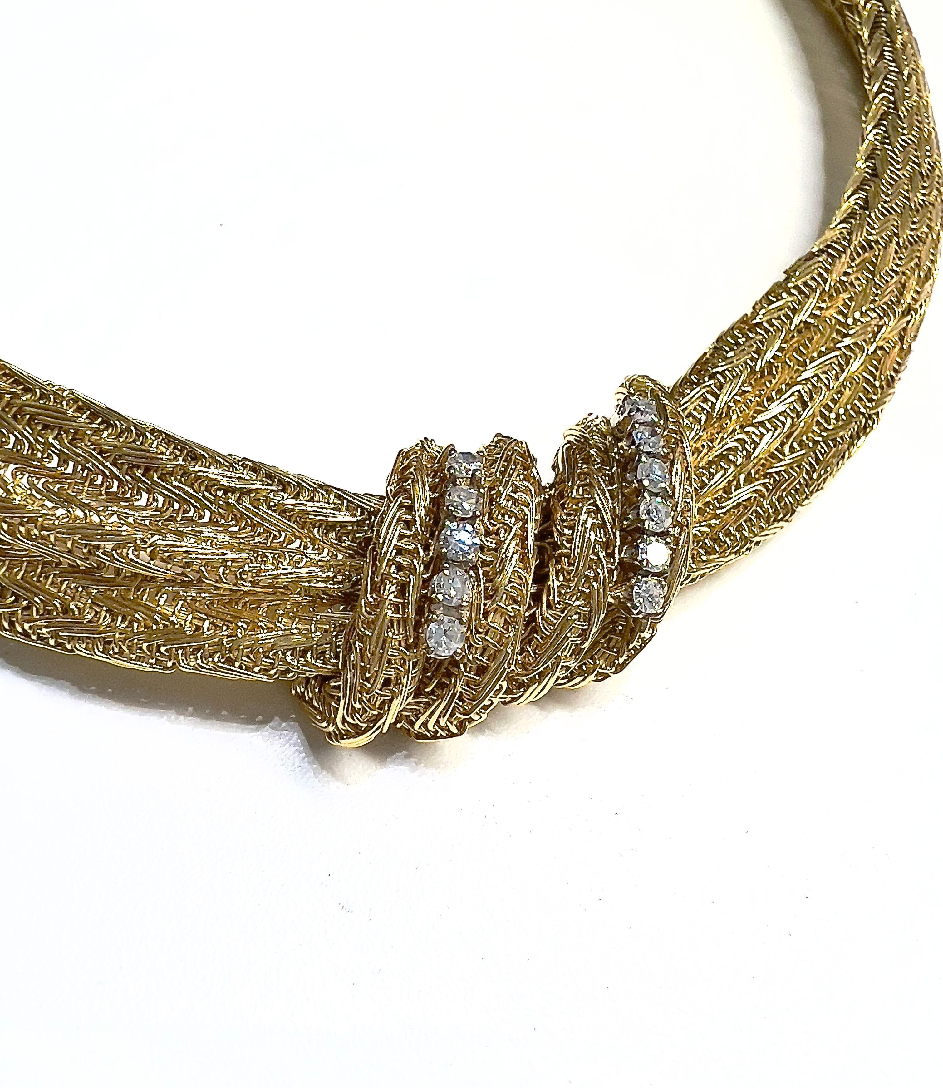 Retro-Stil Diamanten-Halskette aus 18 Karat Gold  im Zustand „Gut“ im Angebot in MADRID, ES
