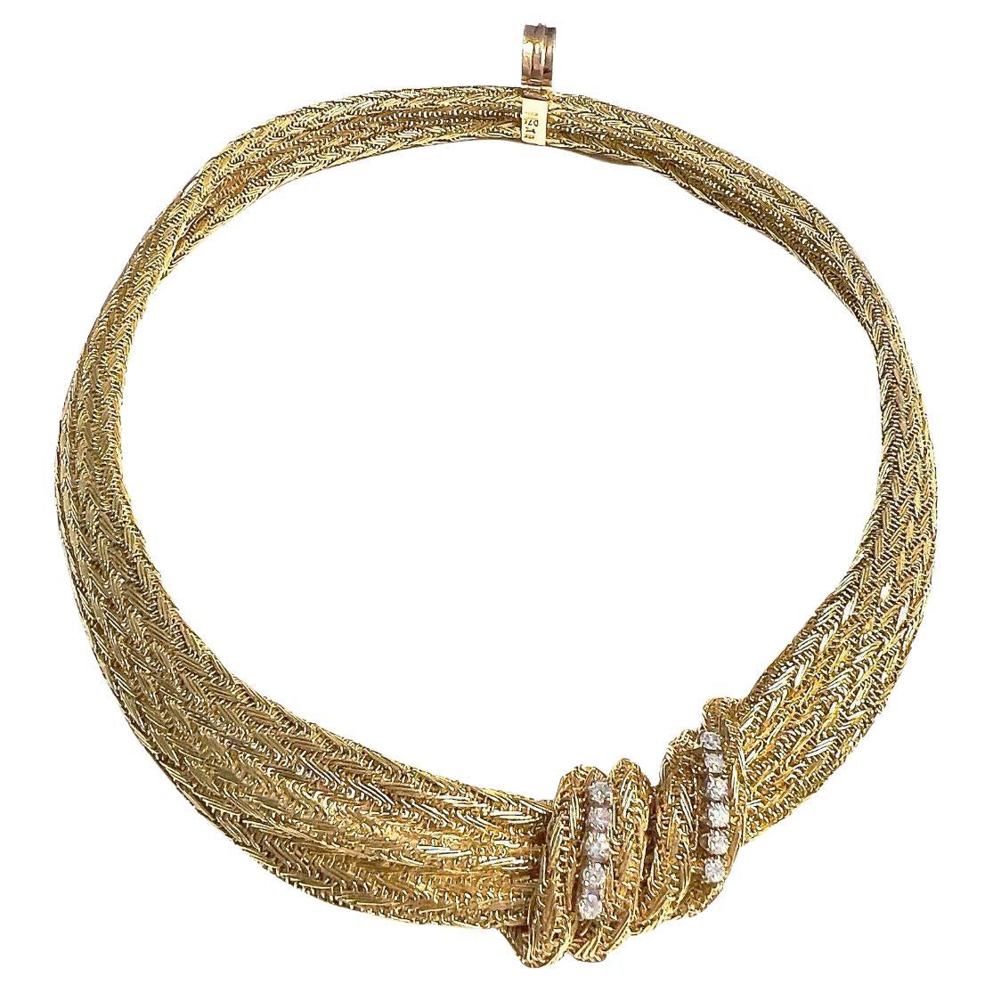 Collier en or 18k avec diamants de style rétro 