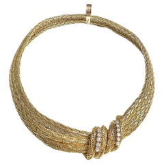 Retro Style Diamonds 18k Gold Necklace 