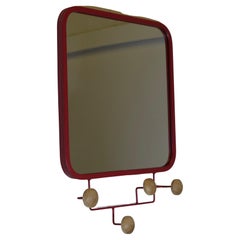 Retro Style French Volcano Orange Cloakroom Mirror Coat Rack  Very Stylish 1960s