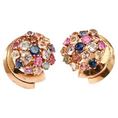 Retro-Stil Multigem Gold-Ohrringe