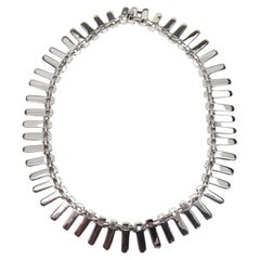 Retro Style Sterling Silver Finger Link Collar Necklace
