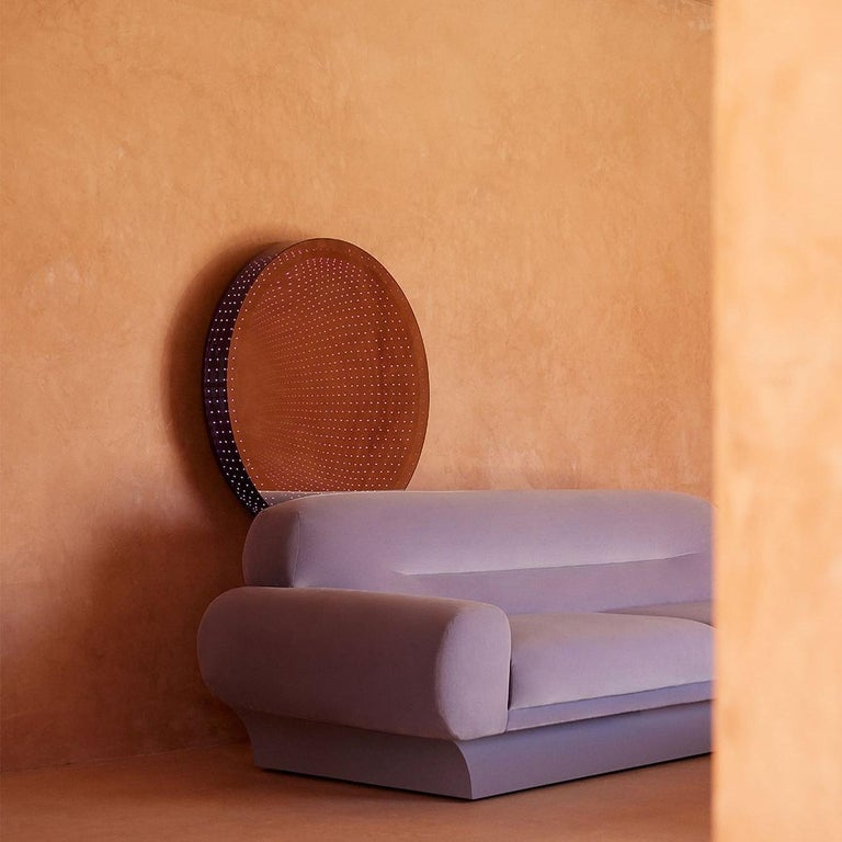 Retro Style Velvet Sofa W/Oversized Curvy Arms For Sale at 1stDibs