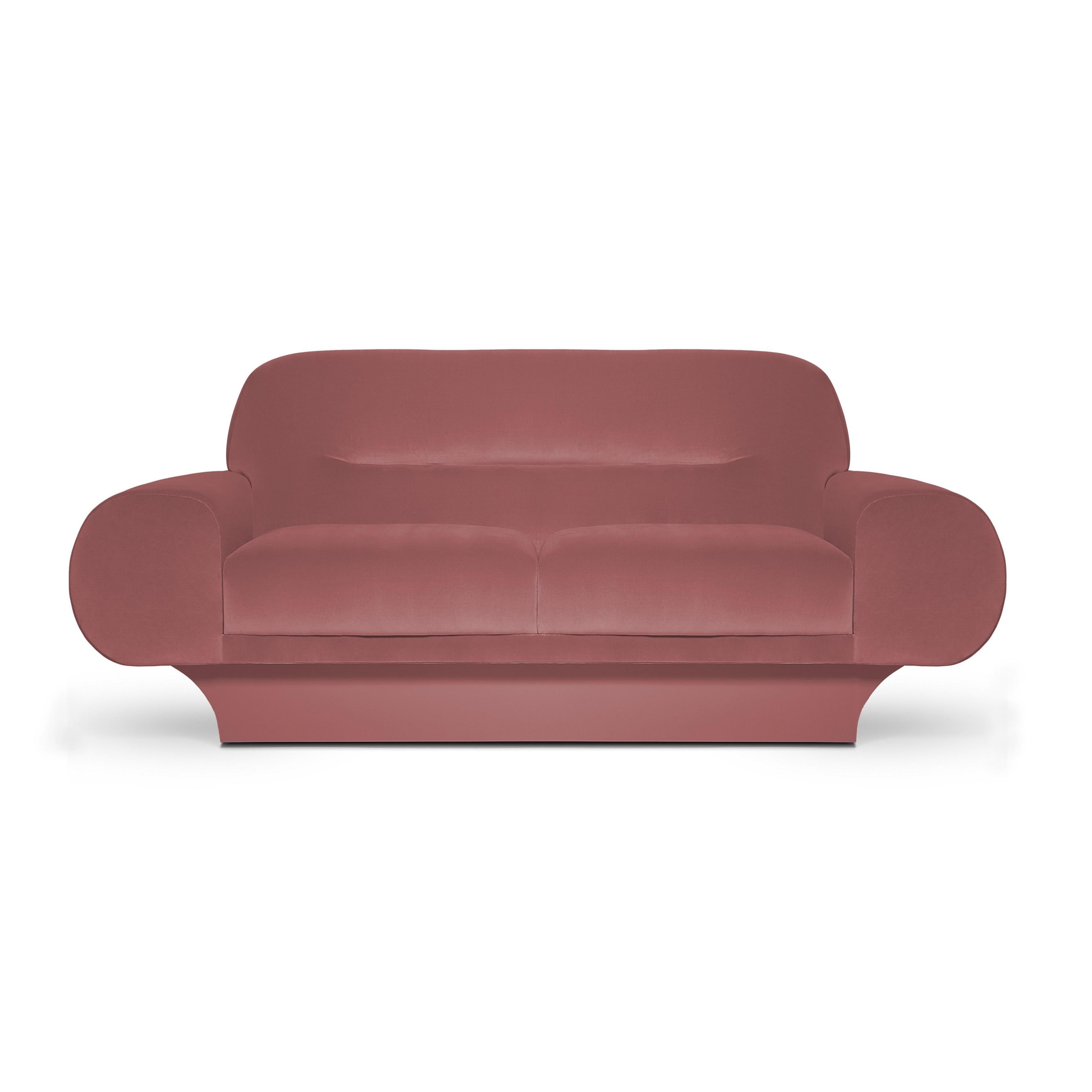 Hand-Crafted Retro Style Velvet Sofa W/Oversized Curvy Arms For Sale