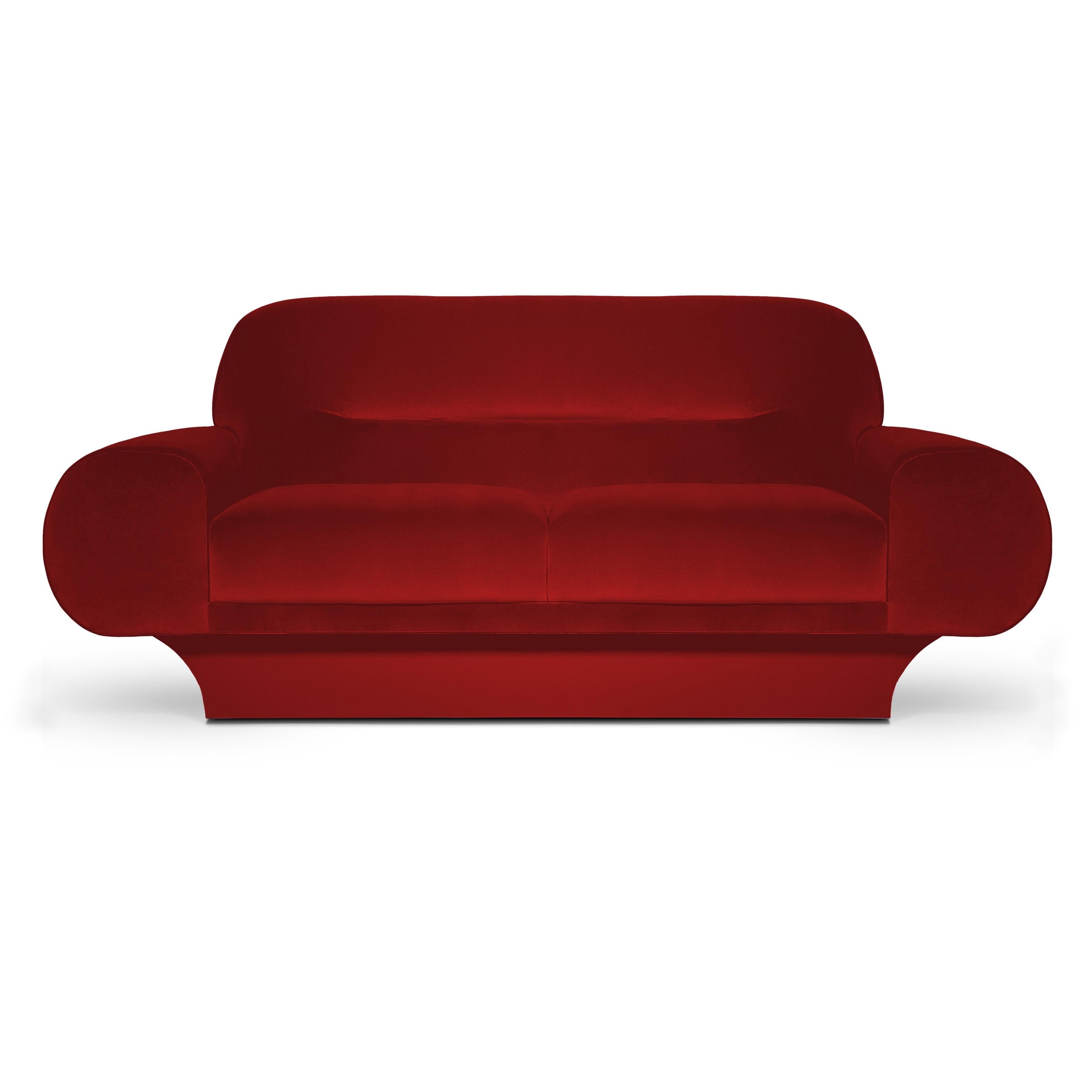 Retro Style Samt-Sofa mit übergroßen, geschwungenen Armen im Angebot 2