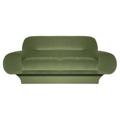 Retro Style Velvet Sofa w/Oversized Curvy Arms