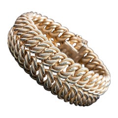 Retro Style Yellow Gold Woven Bracelet Circa 1960s