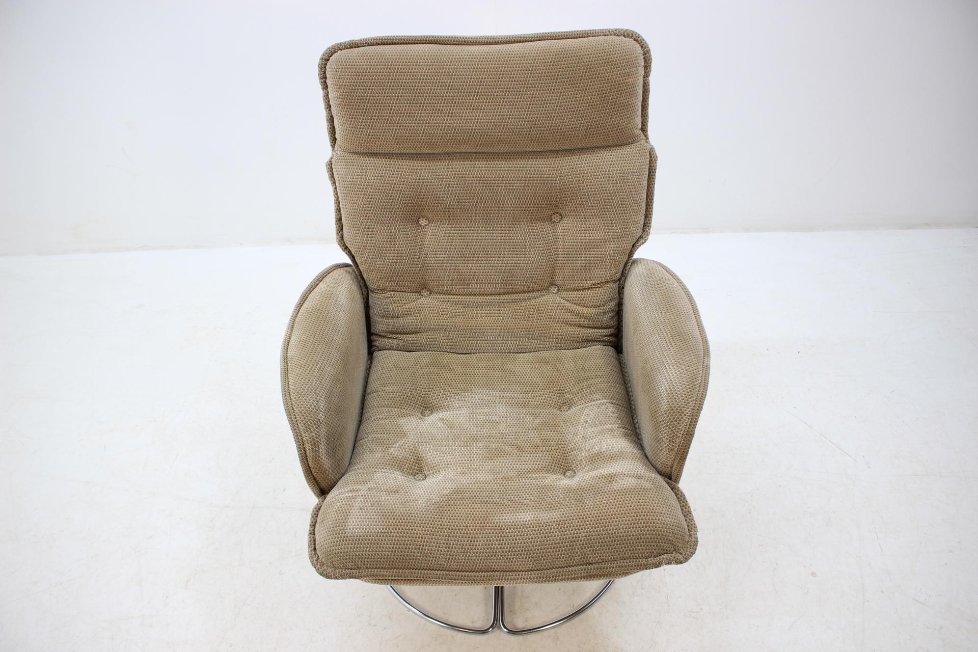 Metal Retro Sweden Swivel Chair in Style of Bruno Mathsson, 1970s