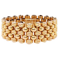 Retro Swiss Gold Plated 5-Row Panther Link Bracelet