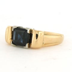 Bague RETRO modèle tank avec saphir jusqu'à 1,50ct or 18k 9,4 grammes
