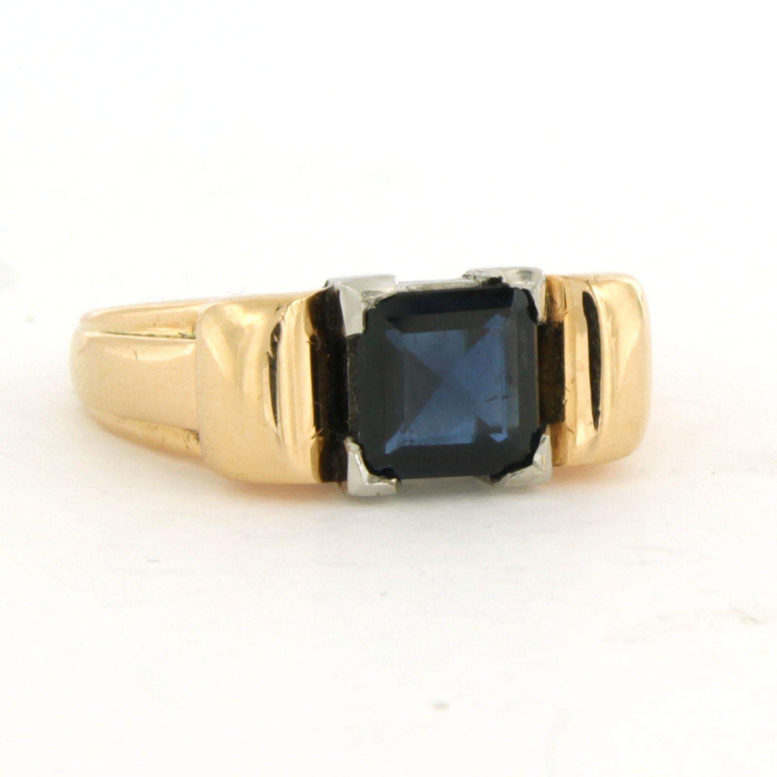 RETRO Tank-Modellring mit Saphir bis zu 1,50ct 18k Gold 9,4 Gramm Damen im Angebot
