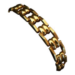Pulsera Retro Estilo Tanque de Oro Amarillo 14K / 585, 23 Gramos, E.U, Circa 1980's
