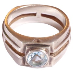 Retro Tank Topaz Ring in Silver, Modernist Ring