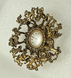 Retro Taylor Sterling Zodiac Watch Brooch