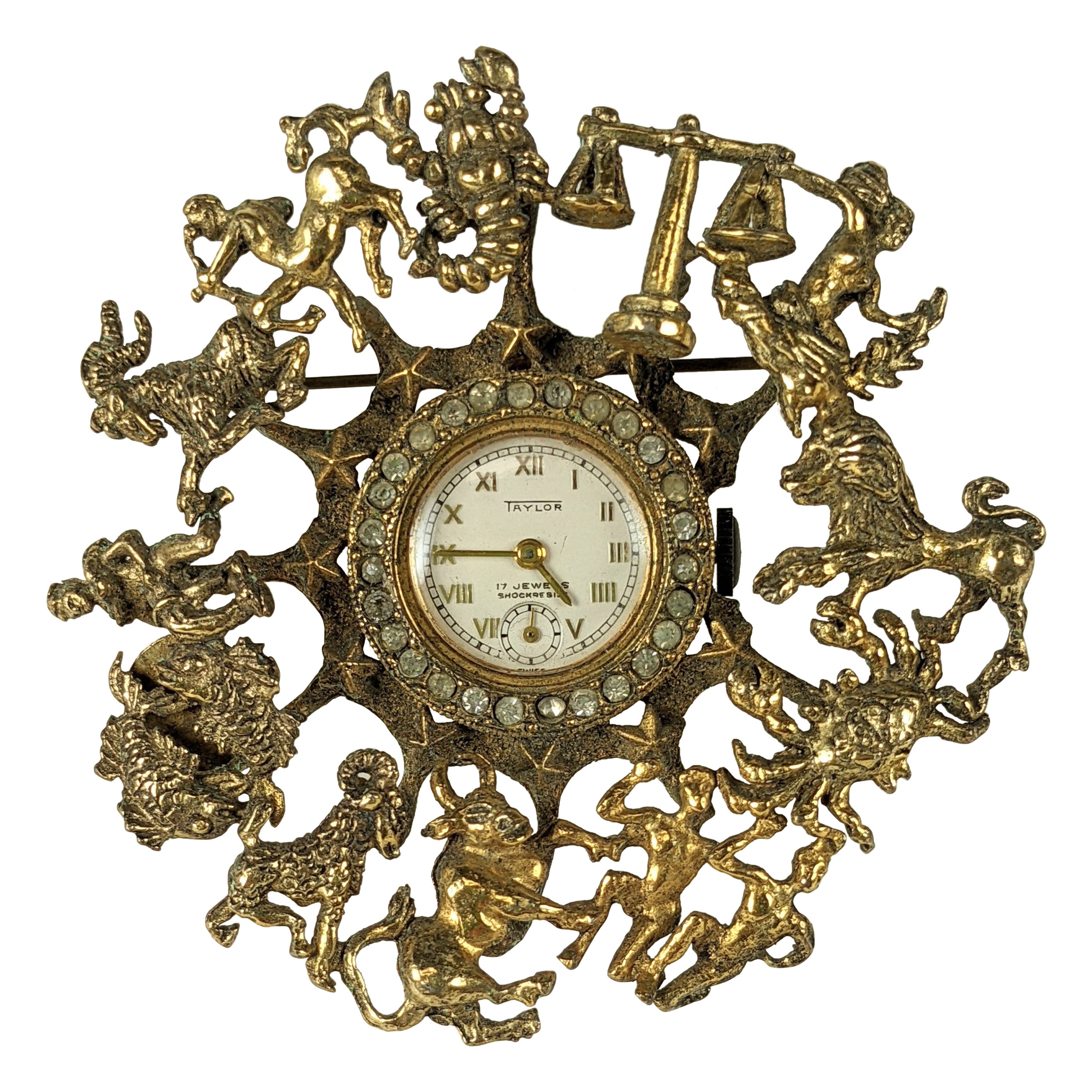 Broche Reloj Zodíaco Retro Taylor de Esterlina