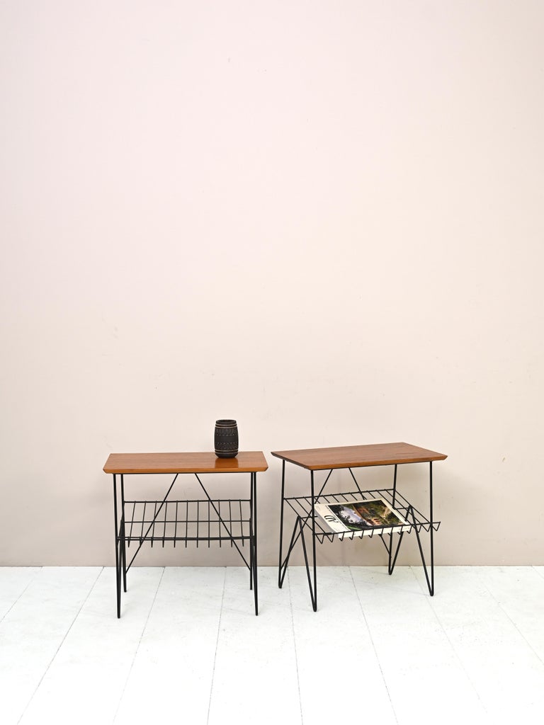 Retro Teak and Metal Side Tables For Sale at 1stDibs — free download
