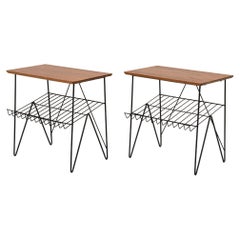 Vintage Teak and Metal Side Tables
