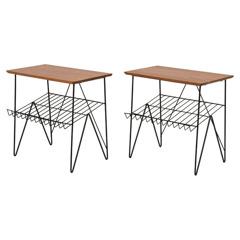 Retro Teak and Metal Side Tables For Sale at 1stDibs