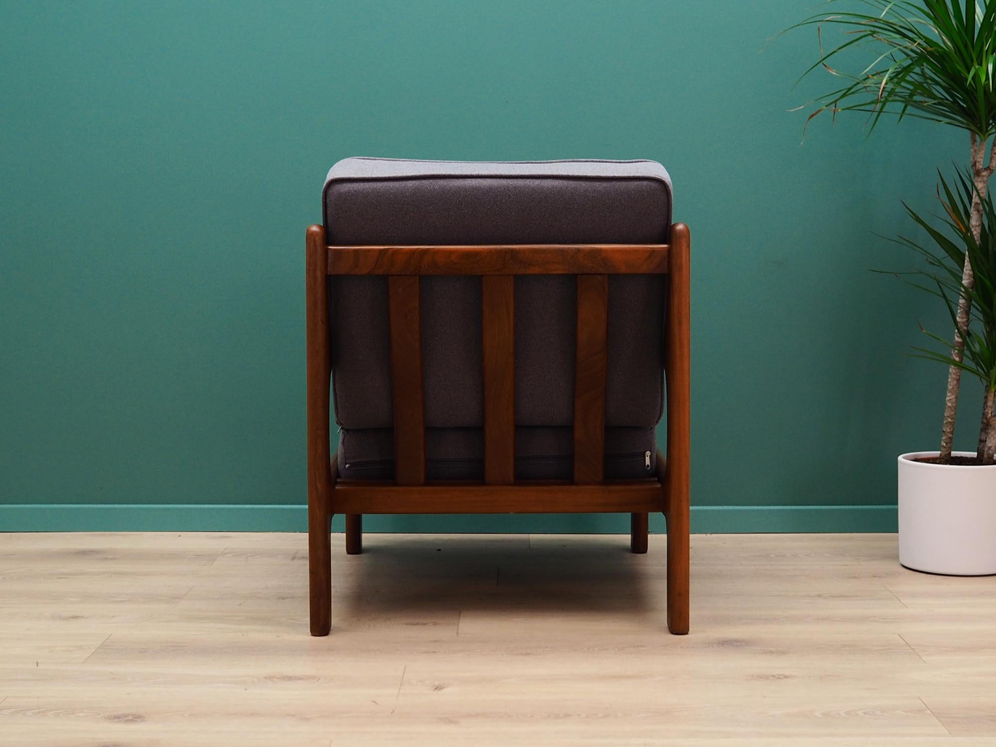 20th Century Retro Teak Grey Armchair Danish Design, 1970s For Sale