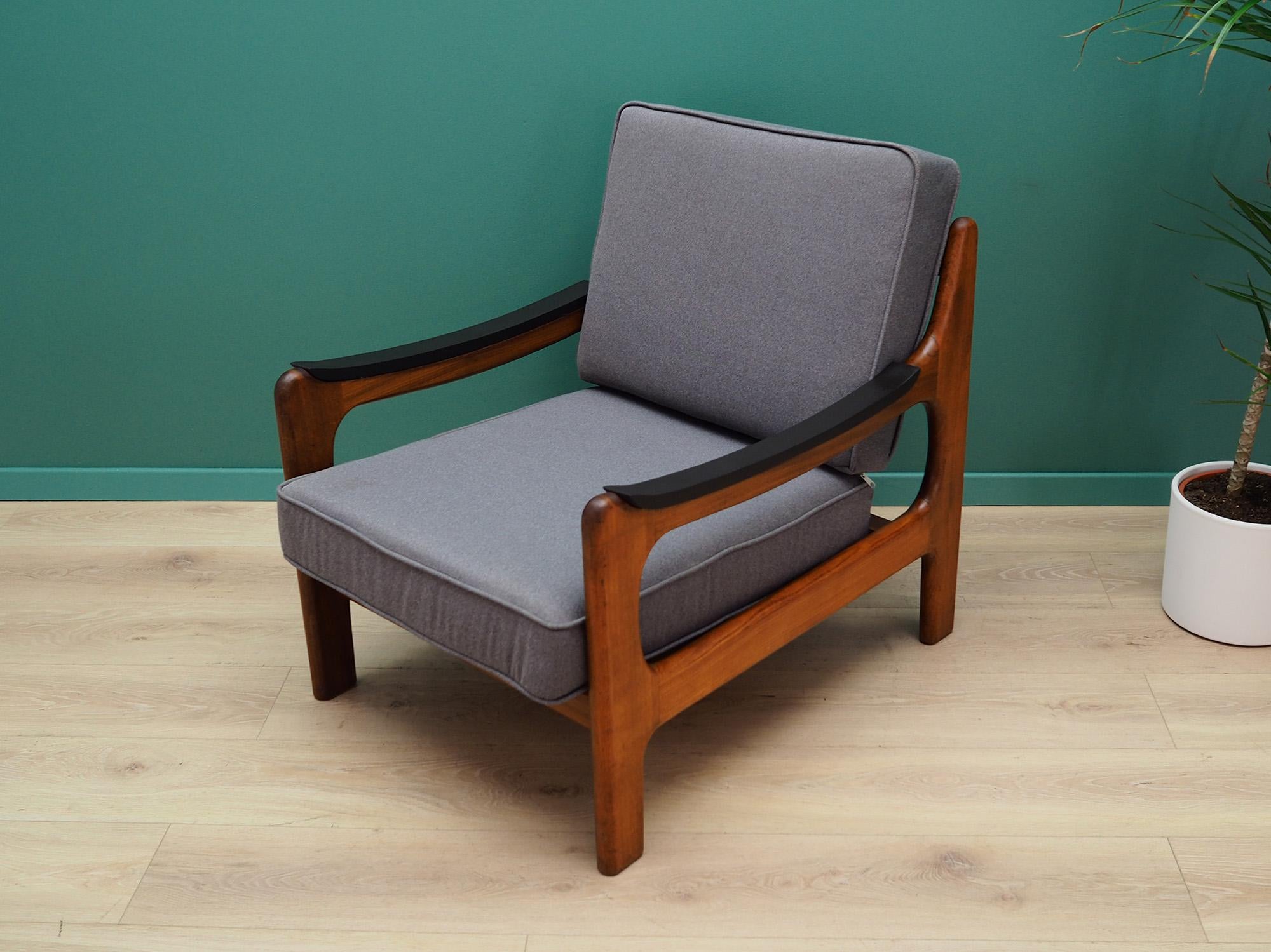 Retro Teak Grey Armchair Danish Design, 1970s For Sale 2