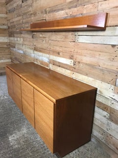 Retro Teak Vintage Wall Unit with Floating Shelves & Sideboard Cupboard