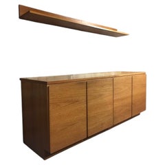 Retro Teak Vintage Wall Unit with Floating Shelves & Sideboard Cupboard