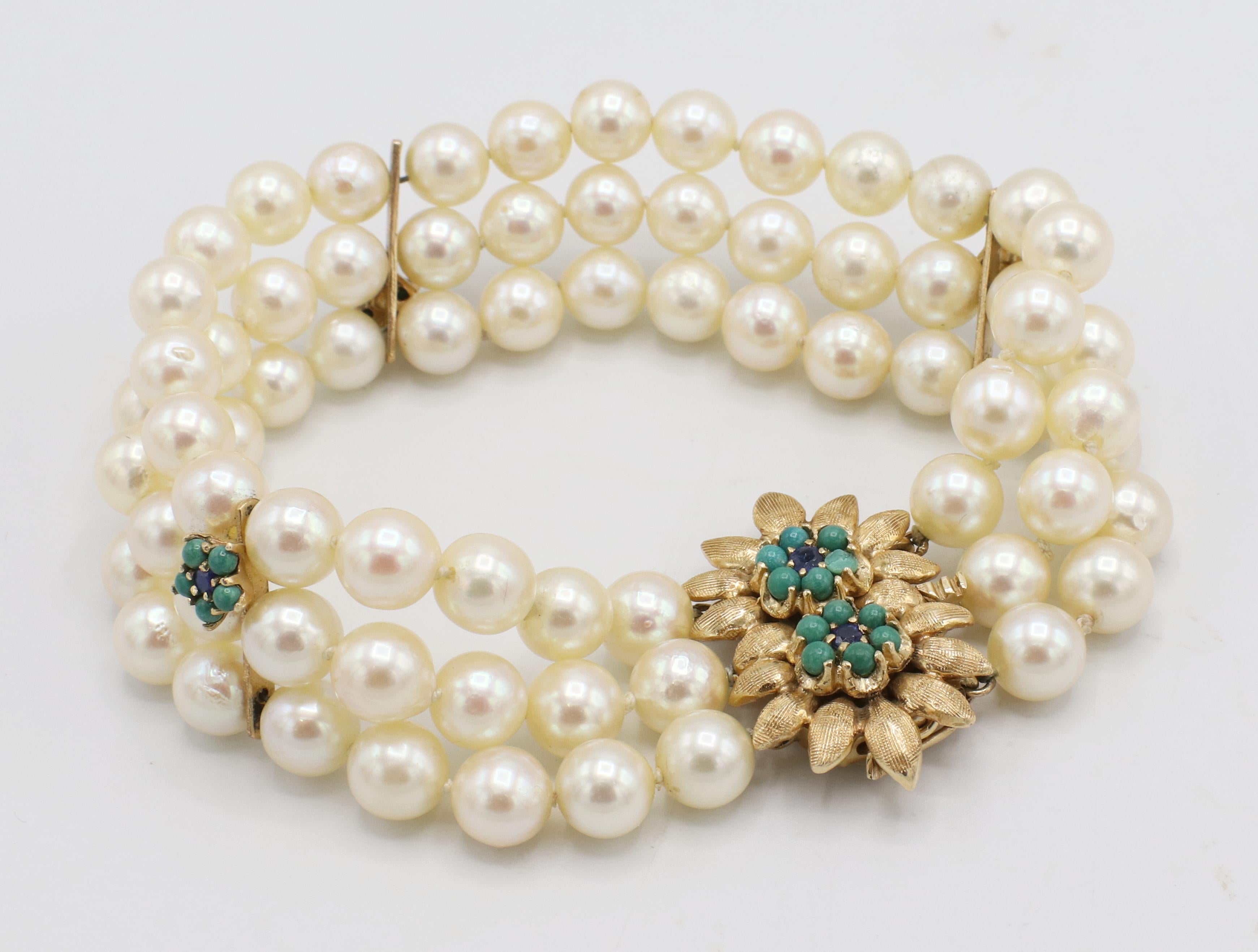 three row pearl bracelet