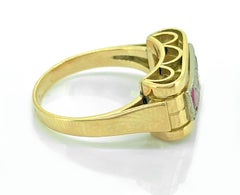 Retro Three-Stone .12 Carat Diamond  Ring .33 Carat Ruby